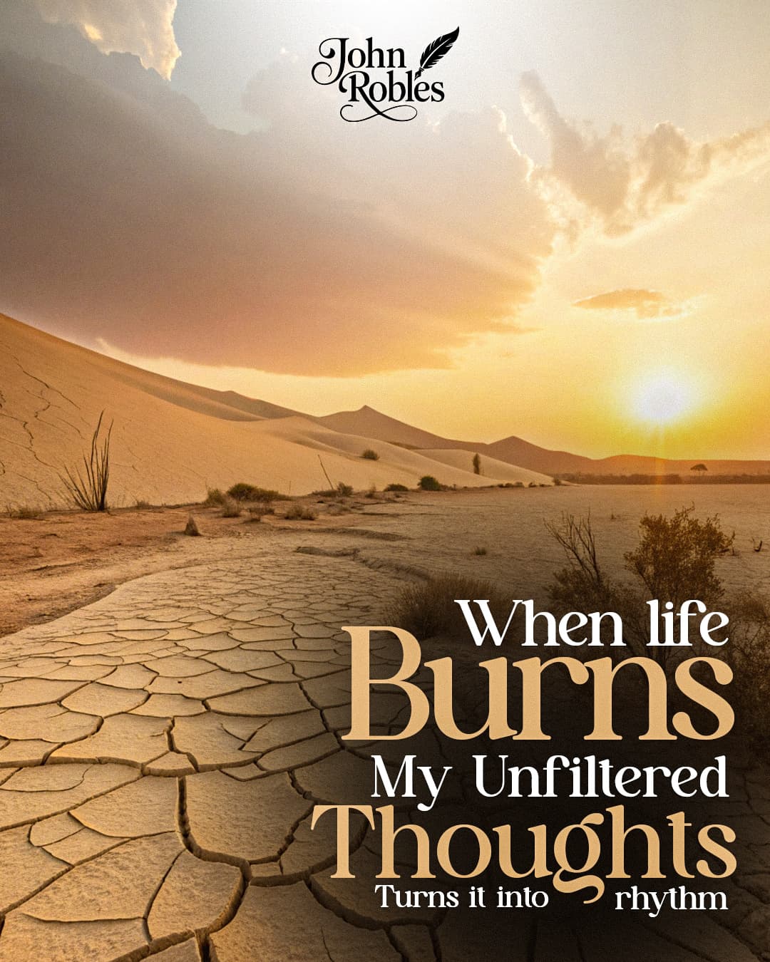 Desert cracks at sunset representing rhythm of resilience